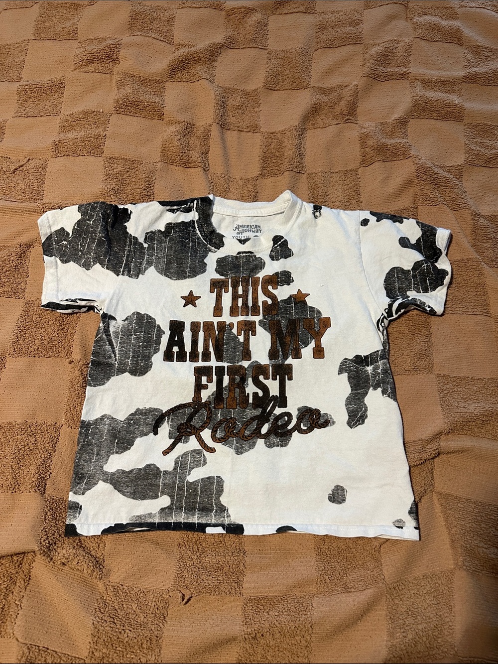 Kids 'This Ain't My First Rodeo' Short Sleeve Graphic Tee - White & Black
